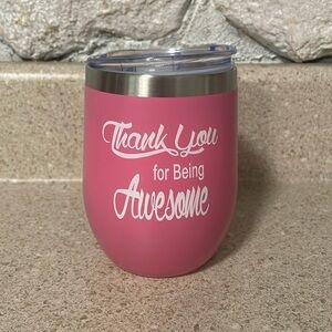Thank You For Being Awesome Pink & White Stainless Sleeve Insulated Travel Mug